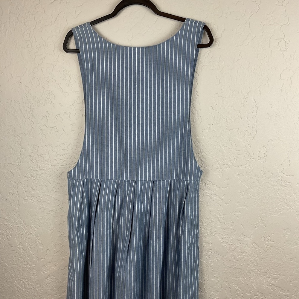 Mizz Lizz Blue Denim White Striped Sleeveless Dress Jumper Size 9/10 - Picture 5 of 6